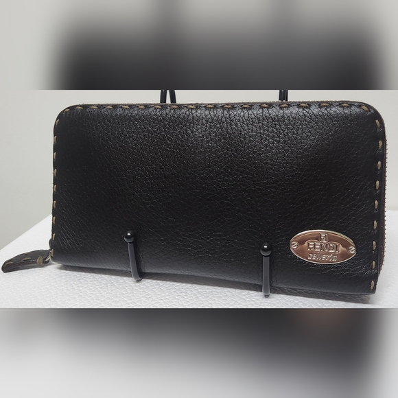 Fendi Handbags - FENDI Selleria Leather Zip Around Wallet